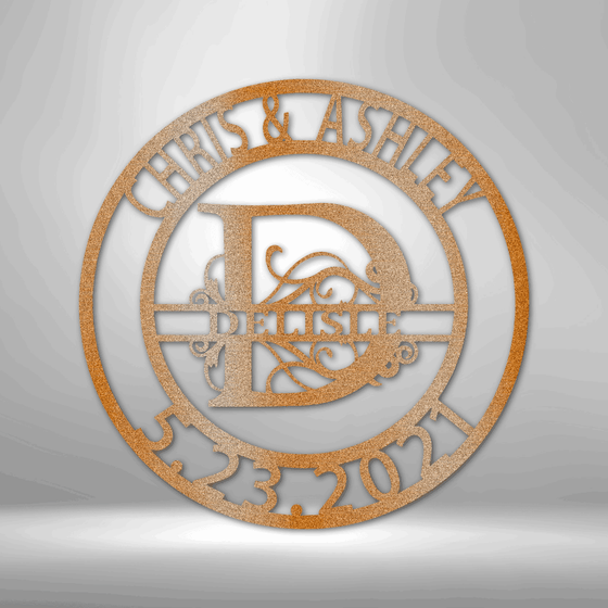Elaborate Split Letter Family Name - Steel Sign - United Trend