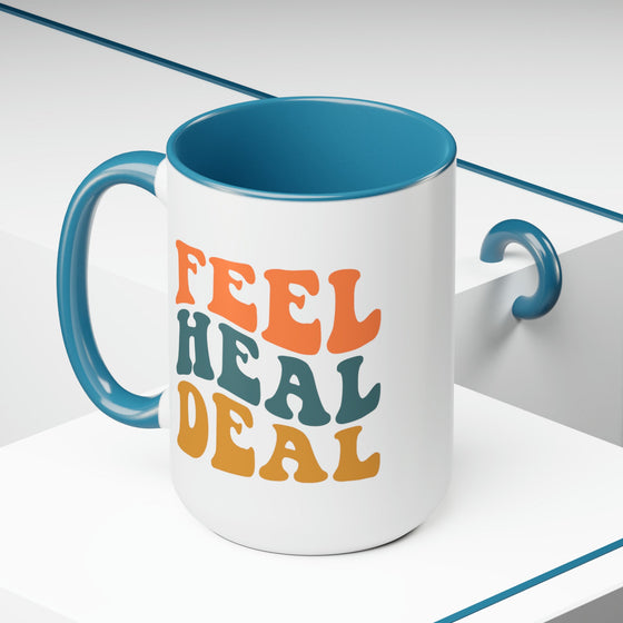 Feel Heal Deal Two - Tone Coffee Mug, 15oz - United Trend