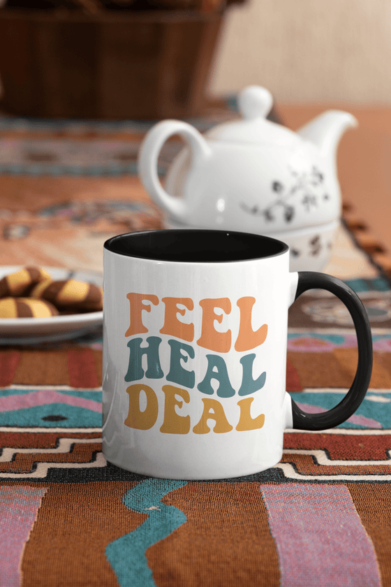 Feel Heal Deal Two - Tone Coffee Mug, 15oz - United Trend