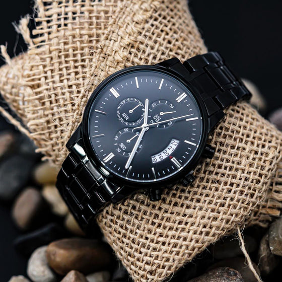 My Hunting Buddy Calls Me Dad - For Son | Engraved Design Black Chronograph Watch - United Trend