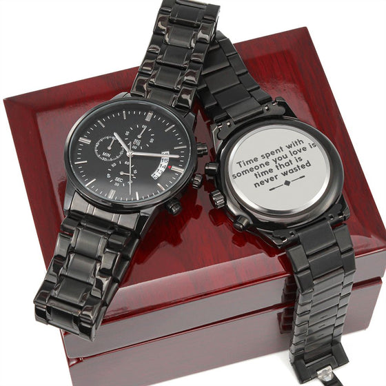 Time Spent With Someone You Love | Engraved Design Black Chronograph Watch - United Trend