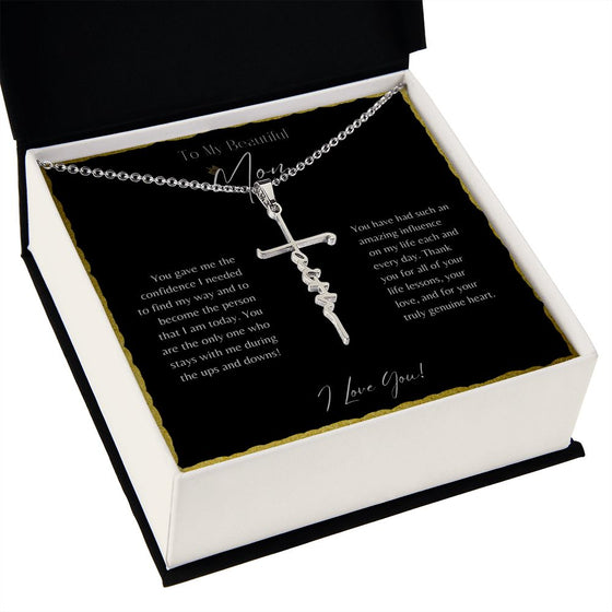 To My Beautiful Mom From Son or Daughter | You Gave Me Confidence | Faith Cross Necklace - United Trend