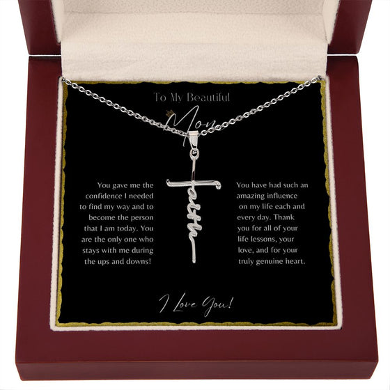 To My Beautiful Mom From Son or Daughter | You Gave Me Confidence | Faith Cross Necklace - United Trend