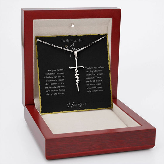 To My Beautiful Mom From Son or Daughter | You Gave Me Confidence | Faith Cross Necklace - United Trend