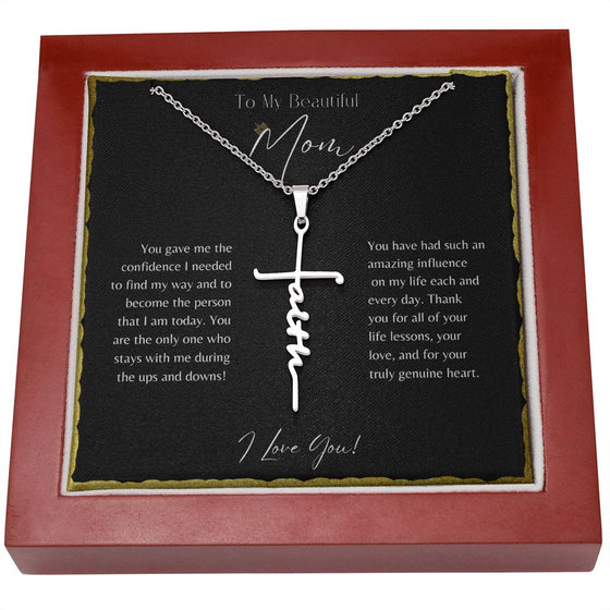 To My Beautiful Mom From Son or Daughter | You Gave Me Confidence | Faith Cross Necklace - United Trend