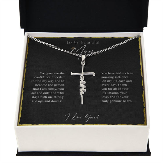 To My Beautiful Mom From Son or Daughter | You Gave Me Confidence | Faith Cross Necklace - United Trend
