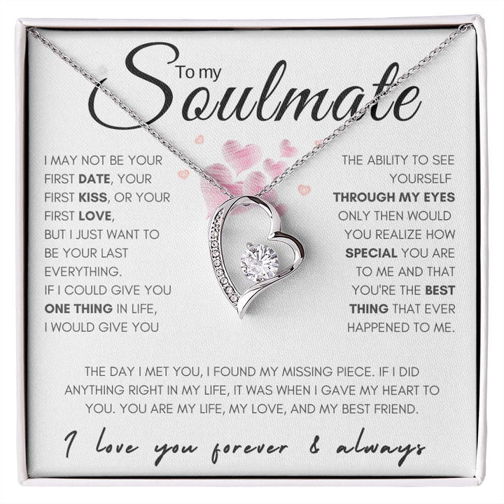 To My Beautiful Soulmate | I love You Always and Forever CZ Heart Necklace - United Trend