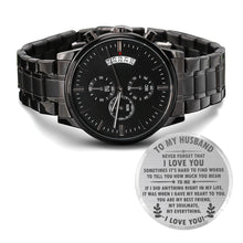  To My Husband I Love You | Engraved Design Black Chronograph Watch - United Trend