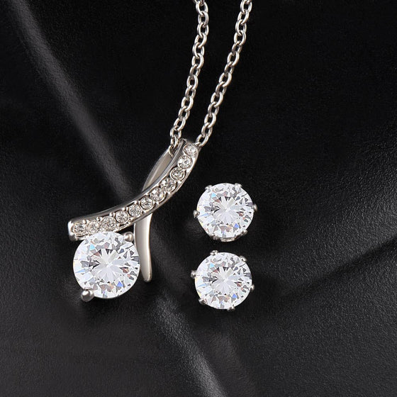 To My Mommy From Unborn Baby I Can't Wait To Meet You Alluring Beauty Necklace and CZ Earring Set - United Trend